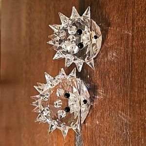 Giftable Swarovski Figurines Mama & Baby Hedge Hog Lot 30% Full Lead Crystal